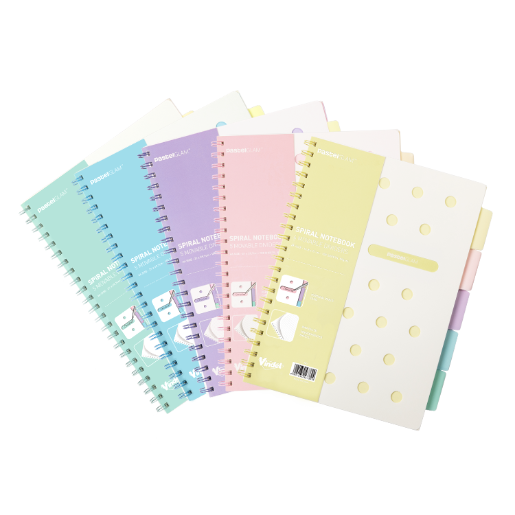 SPIRAL NOTEBOOK WITH DIVIDERS,PastelGLAM