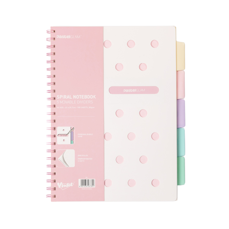 Spiral notebook with dividers pastelglam